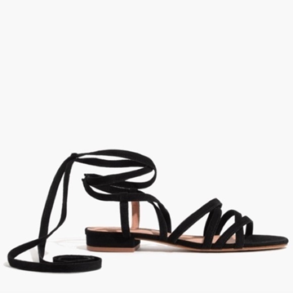 Madewell Shoes - Madewell Black Holly Ankle-wrap Suede Sandal Size 6.5 Preloved